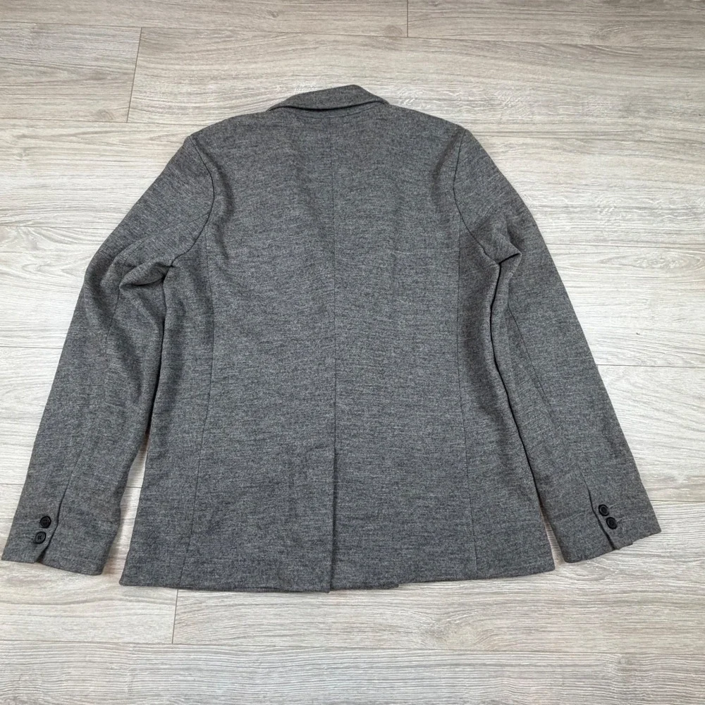 Vintage Y2K J Crew Women Double Breasted Gray Wool Blazer Size 14‎ Relaxed